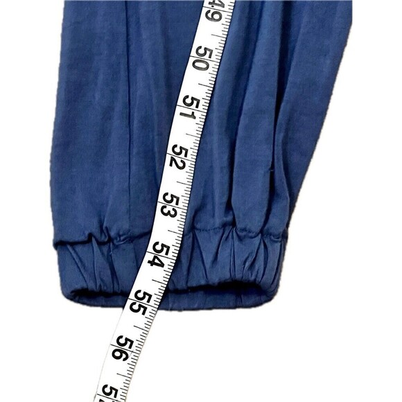 Elan Spaghetti Strap Crossover V-Neck Jogger Belted‎ Jumpsuit Blue Small - Picture 9 of 12